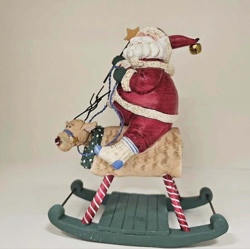 Vintage Festive Santa on Rudolph the Rocking Reindeer